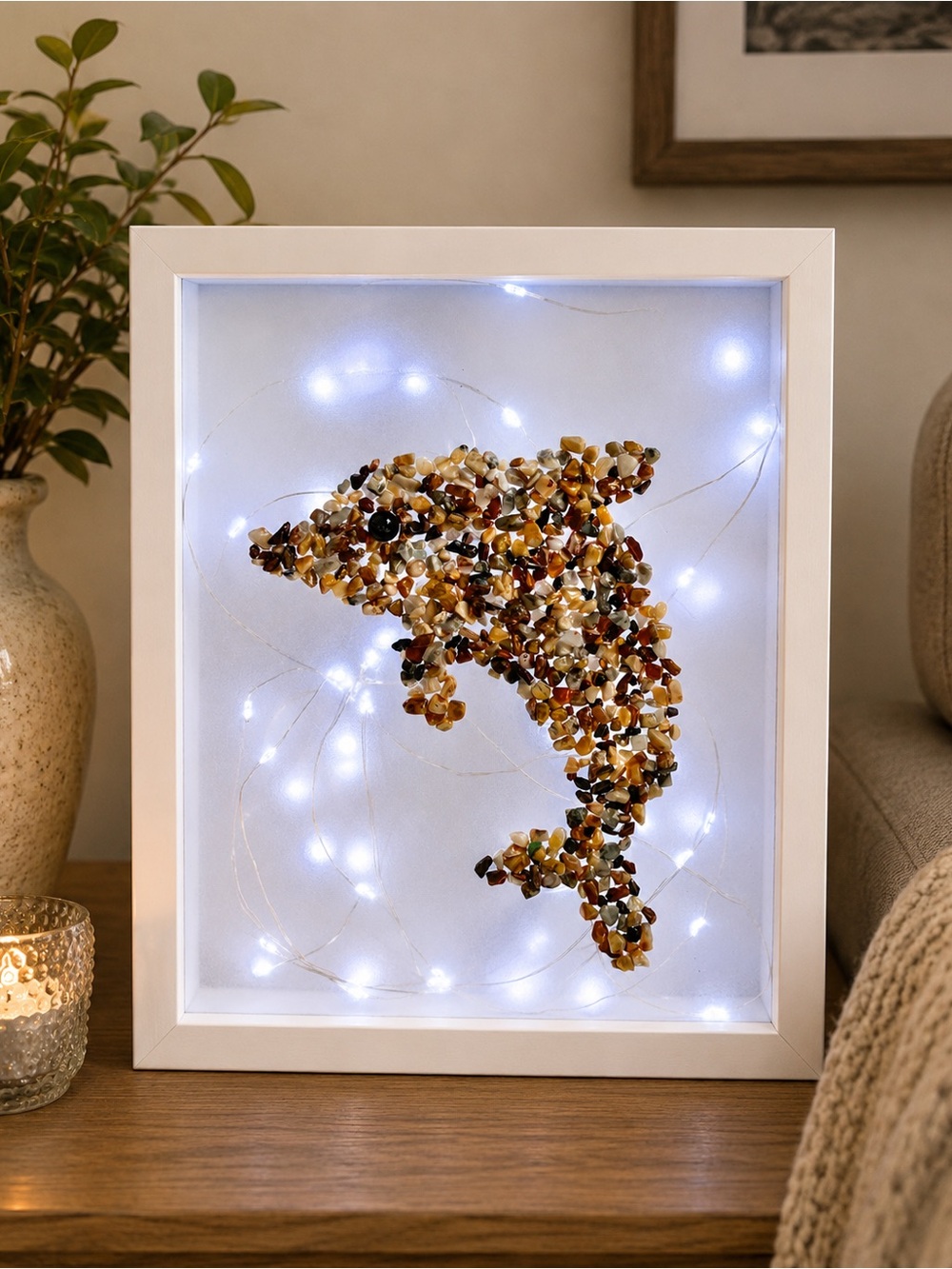Mookaite Crystal Chips Dolphin Light Box